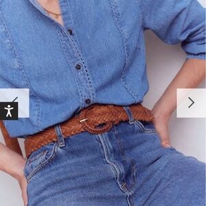 Boden Woven Leather Belt Tan